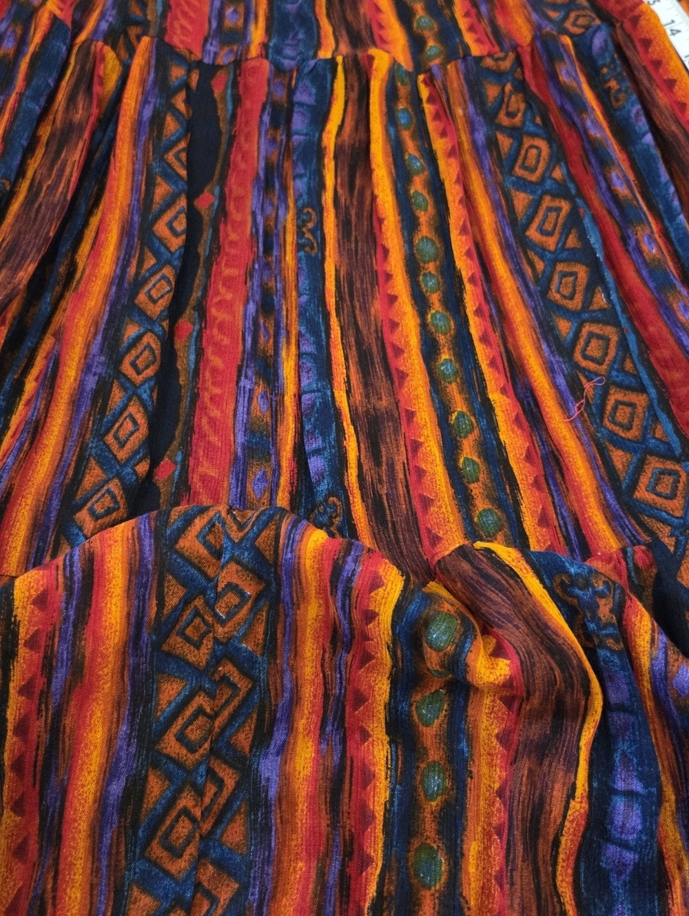 NWT Vintage 90s Worthington Boho Tiered Maxi Skirt Large Geometric Ikat Print - Picture 13 of 14